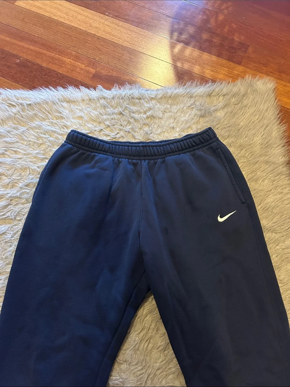 Nike Men’s  Dark Blue Fleece Joggers with White Swoosh